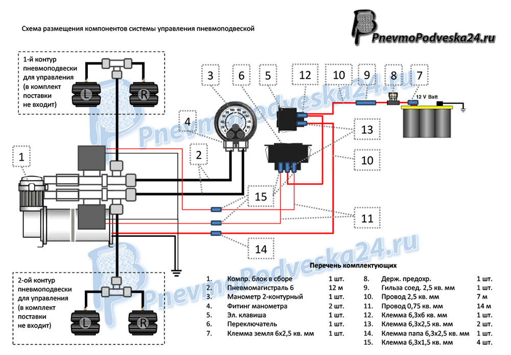 Схема подключения пневмоподвески 2 контура